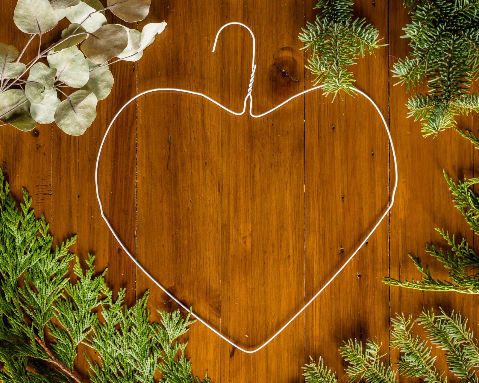 How to Make a Heart Wreath with a Wire Hanger and Foraged Materials